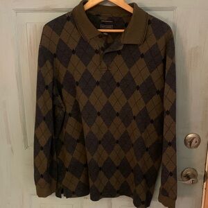 Men’s XL Argyle Beautiful Crewneck Saddlebred Blue and Gray Polo Sweater